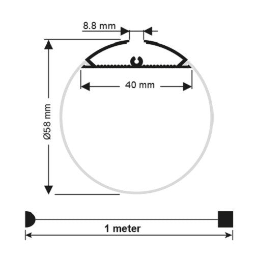 Profil LED suspendat tip A212,cilindric, lungime 2m